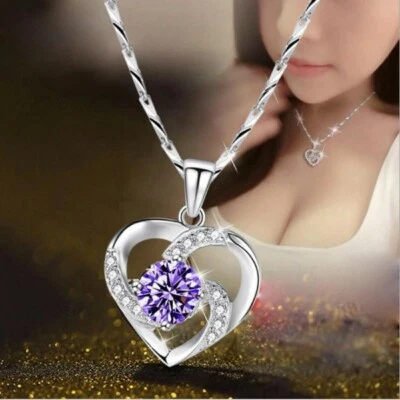 COLLANA IN ARGENTO 925 CON CIONDOLO A FORMA  DI CUORE ETERNO CON SOLITARIO - Immagine 1 di 4