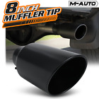 Black 15"Exhaust Pipe Tail End 4"Inlet 8"Outlet Stainless Steel Muffler Roll Tip
