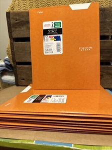 Lot of 8 Mead 2 Pocket 3 Prong New Orange Plastic Folders Custom Label - Picture 1 of 5