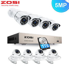 ZOSI 5MP 8CH NVR 3K PoE Security Camera System 1TB HDD Night Vision Dome CCTV