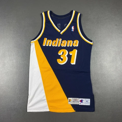 100% Authentic Reggie Miller Champion 95 96 Pacers Pro Cut Game Jersey 42+2" Cover