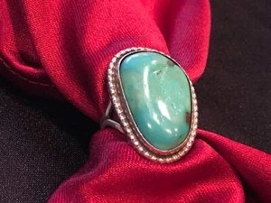 Sterling Silver Ring w/ Turquoise Stone ~ Size 6.5 ~ Estate Jewelry~ Must See - Picture 1 of 11