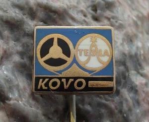 Vintage Tesla Kovo Sine Wave Logo Magnetic Tape Reels Machines Spools Pin Badge - Picture 1 of 4