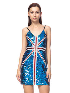 UK Flag British Costume Shine Sequin Dress Great Britain Union Jack
