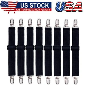 8Pack Bed Sheet Straps,Adjustable Fitted Sheet Straps Clips,Heavy Duty Bed Sheet - Picture 1 of 8