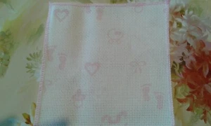 ZWIGART 50x55 PRETTY PINK BABY PATTERN 14ct AIDA IDEAL 4 CARD MAKING - Picture 1 of 1