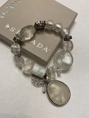 Silpada B2311 Sterling Silver Rock Crystal Liquidity Strech Bracelet White  Foto 1 de 4