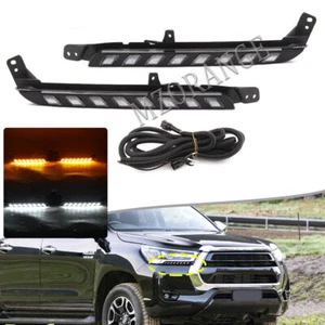 LED Daytime Running Light Turn Signal Indicators Lamp For Toyota Hilux 2020 2021 - Picture 1 of 11