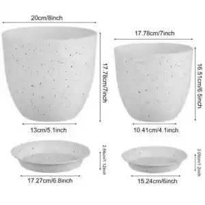 Plant Pot, 8 and 7 Inches, 2 Pack, Large White Plastic Plant Pot, Modern Deco - Picture 1 of 5