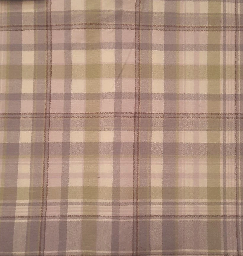 Lavender And Green Woven Plaid Drapery Fabric - 1.5 Yards - New - Image 1 of 1