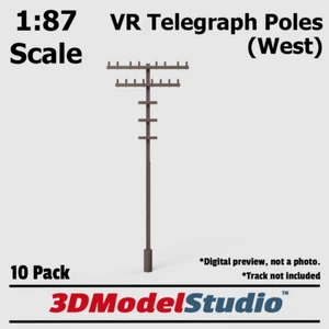 VR Victorian Railways Telegraph Poles (West) 1:87 Scale - 10 Pack - Picture 1 of 11