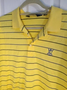Ralph Lauren Short Sleeve yellow with blue/black stripes golf polo sz XL - Picture 1 of 11