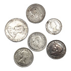 Australia Set 6 Currencies Silver 3-6 Pence / Shilling George V,Vi,Elizabeth Ii