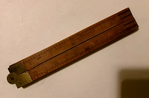 Vintage H. CHAPIN BOXWOOD & BRASS FOLDING RULE / RULER Antique - Picture 1 of 3