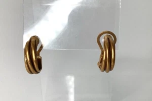 Premier Designs FUSION Half Hoop Swirl Pierced Clip On Earrings Gold tone 84 - Picture 1 of 2