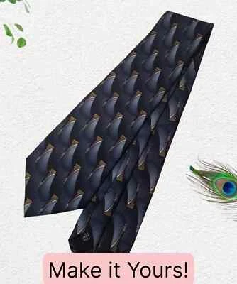 Corbata de Seda John Blair, 58" X 4", Tonos Azules, Geométrica Art Deco. NB-8 Foto 1 de 4