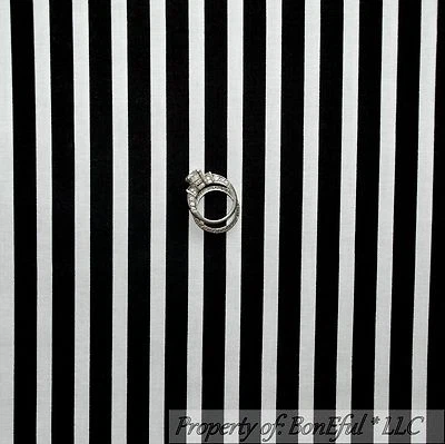 BonEful Fabric FQ Cotton Quilt Black White B&W STRIPE Large Jail Unisex Kid Sale - Image 1 of 4