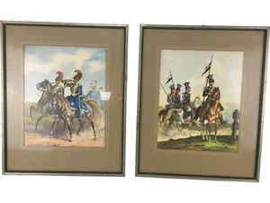 19th Century Military Cavalry Prints Baden Prussian Dragoon Soldiers Framed - Picture 1 of 8