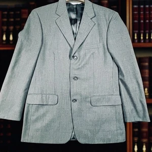 Linea Uomo Blazer Mens Size 39 R Wool Dark Heather Gray Suit Jacket 3 Button - Picture 1 of 12