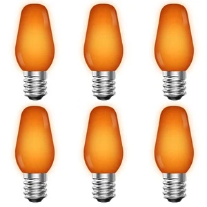 Luxrite C7 LED Orange Light Bulb for String Lights 0.5W UL E12 Outdoor 6 Pack - Picture 1 of 7