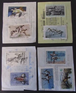 RW43 to RW47 - 1976 to 1980 Duck Stamps on Non-Resident Iowa Hunting Licenses - Picture 1 of 2