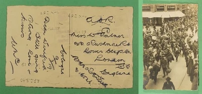 DR WHO 1919 GB WWI APO S40 FREE FRANK POSTCARD RPPC CENSORED R16918 - Image 1 of 3