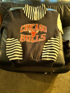 Chicago Bulls Vintage Pull Over Turtle Neck Sweat Shirt mit Zip Kragen M 65/35 NBA - Bild 1 von 4