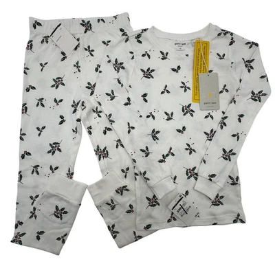NEW Petit Lem Pajama Set Kids Size 6X Organic Cotton Holiday Holly Lounge - Image 1 of 4
