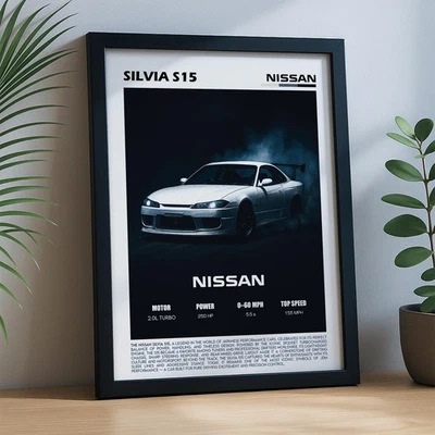 Póster Nissan Silvia S15 JDM impresión de arte de pared de coche de deriva japonés Foto 1 de 4