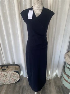 The Fold London Venaria Knitted Navy Maxi Dress Stretch Women’s Size 6 NWT - Picture 1 of 12