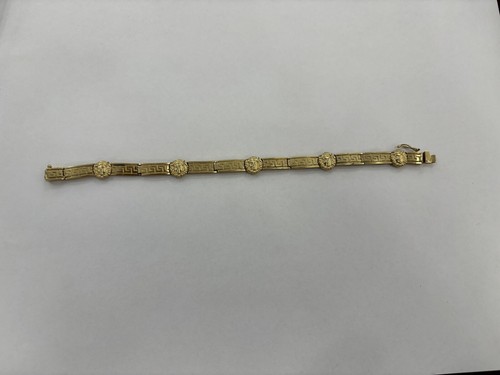Bracciale oro giallo 14 kt versace ispirato medusa chiave greca design 17g