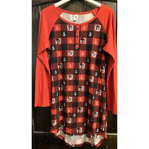 Buc-ees Girls Christmas Holiday Long Sleeve Pajama Nightgown Bucees Size Medium - Picture 1 of 4