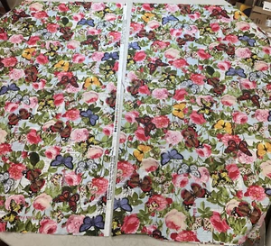 Butterfly Roses Floral Fabric Candace Allen By David Textiles Cotton 2 Yards New - Picture 1 of 7