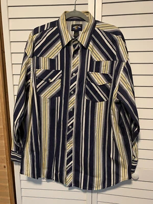 Falcon Bay Pearl Snap Western Shirt Blue White Mens XL Cowboy Rockabilly Rancher - Image 1 of 4