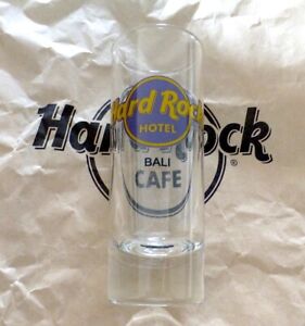 Hard Rock Cafe BALI HRHotel • logo 4" city shot glass w classic blue logo • NEW