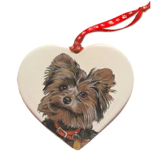 Yorkshire Terrier Yorkie Porcelain Pet Gift Heart Ornament - Picture 1 of 2