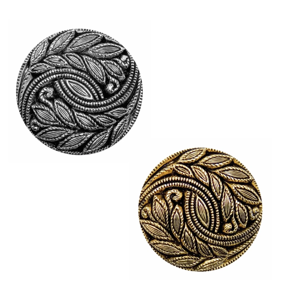 15mm Scrolled Leaves Polyester Faced Craft Buttons - Image 1 of 1