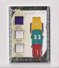 KOBE BRYANT GRANT HILL TRACY McGRADY 2022 LEAF IN THE GAME USED TRIPLE RELIC /25