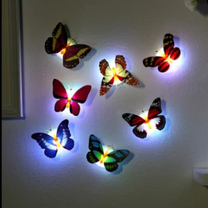 5PC Stick-On Butterfly LED Night Lights - Room & Party Wall Decoration Lighting - Picture 1 of 10