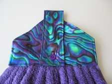 Jazberryz Paua Shell Purple Kitchen Hanging Hand Towel Button Close New Handmade