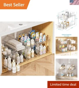 4 Pack Bathroom Organizer, 2 Tier Clear Under Sink Organizers Vanity Countert... - Picture 1 of 8