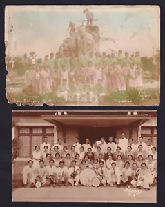 Philippines GROUP OF FILIPINO MEN & LADIES 2 RPPC Vintage Postcards H86 - Picture 1 of 3