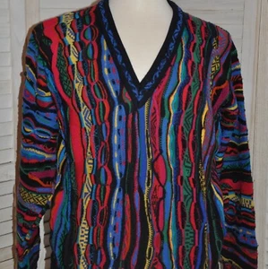 Suéter COOGI Multicolor Pequeño Para Hombre Cuello en V Azul Rojo Australia Lana Pura - Imagen 1 de 12
