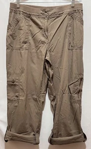 Chicos Cropped khaki Cargo hoher Bund flache Vorderseite Freizeithose Damengröße 1,5 - Bild 1 von 13