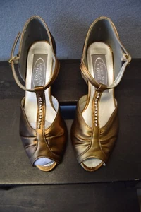 Zapatos de baile latino/de salón topacio liberado bronce y diamante - talla UK 2E - Imagen 1 de 3