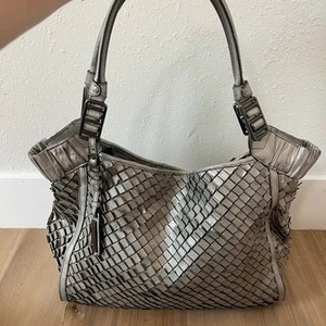 Burberry Silver Woven Leather Tote Bag - Picture 1 of 16