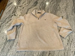 Polo Ralph Lauren 1/4 Cremallera Pullover Para Hombres Marfil Estate Costilla Poni Suéter Camisa L - Imagen 1 de 7