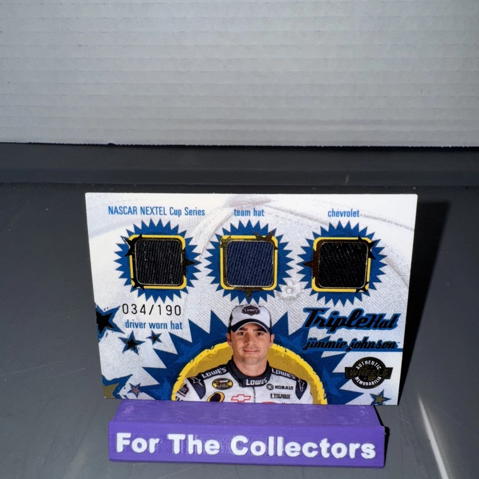 2005 Wheels Authentic Memorabilia Triple Hat Jimmie Johnson #34 Of 190 - Image 1 of 4