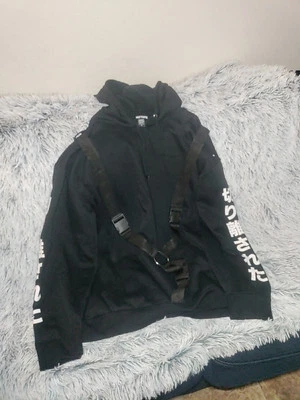 Hot Topic Tech с ремешками толстовка с капюшоном женщин XXL черный поликоттон пуловер длинным рукавом - Изображение 1 из 4