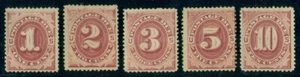 US #J22-6, 1¢ - 10¢ bright claret Postage Dues, og, hinged, F/VF+, Scott $395.00 - Picture 1 of 1